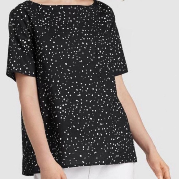 EILEEN FISHER Constellation Organic Cotton Short Sleeve A Line Top Blouse - Picture 11 of 12